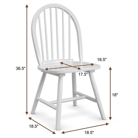 Costway Set of 4 Vintage Windsor Dining Side Chair Wood Spindleback Kitchen Room - White