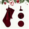 thumbnail image 4 of Large Velvet Christmas Stockings, 19 inch Christmas Stocking for Xmas Tree Mantle Fireplace Decoration Burgundy Green Socks Stocking Hanging Ornaments Gifts Stuffed Holiday Party Decor(Red), 4 of 5