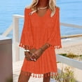 thumbnail image 5 of Youyipin womens dresses Women's 2025 Summer Dress Swiss Dot V Neck Bell Sleeve Shift Dress Casual Flowy summer Mini dresses for women 2025, 5 of 9