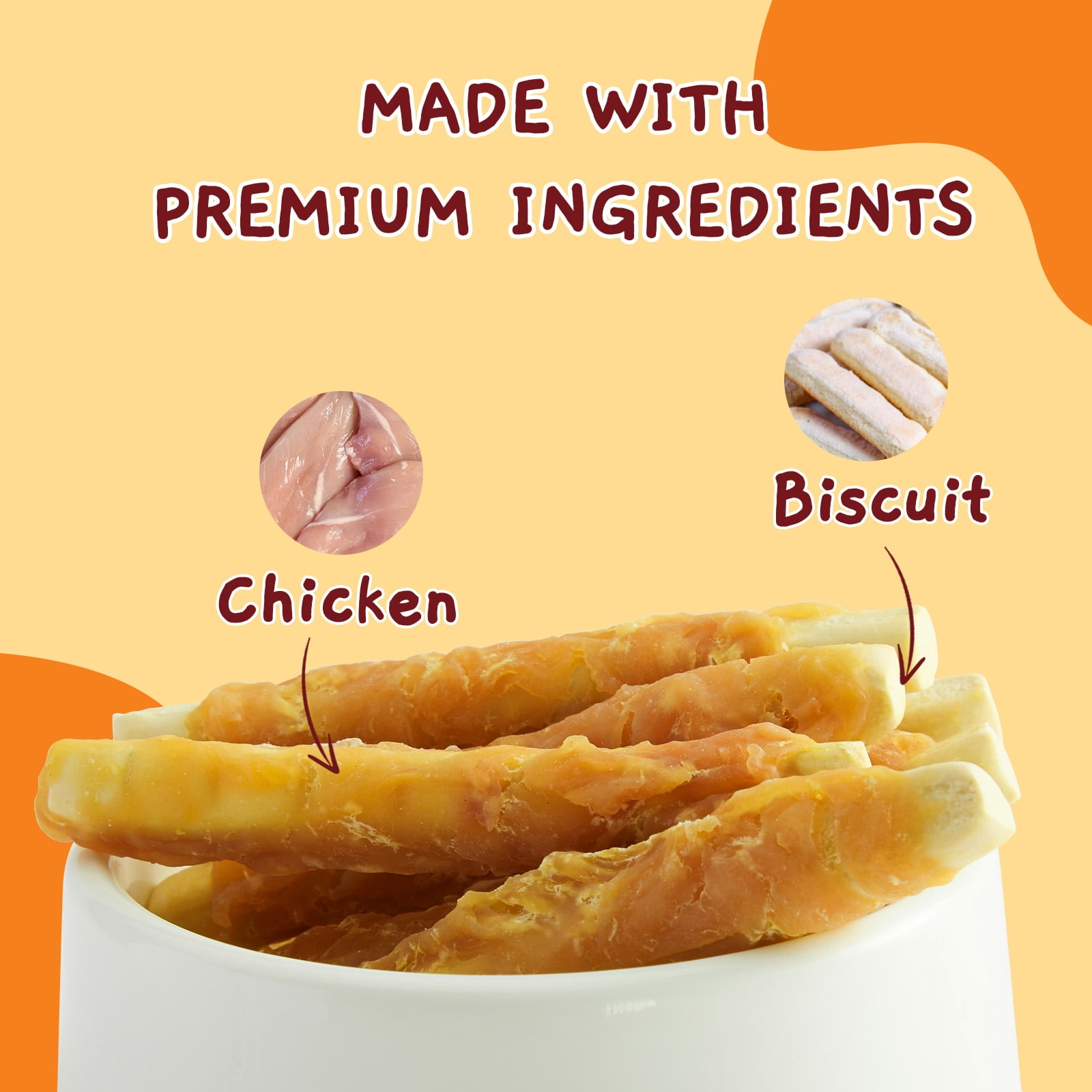 (3 pack) Jungle Calling Chicken Wrapped Biscuits Rawhide-Free Dog Treats, 14-oz bag