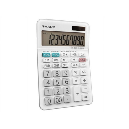 Sharp Calculators EL-330WB with LCD displays Professional Desktop Calculator, White