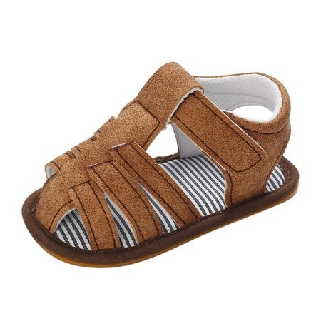 

Toddler Sandals Girl Summer Children Boys Flat Soles Light Straps Roman Style Breathable Comfortable Shoes Brown Size 13