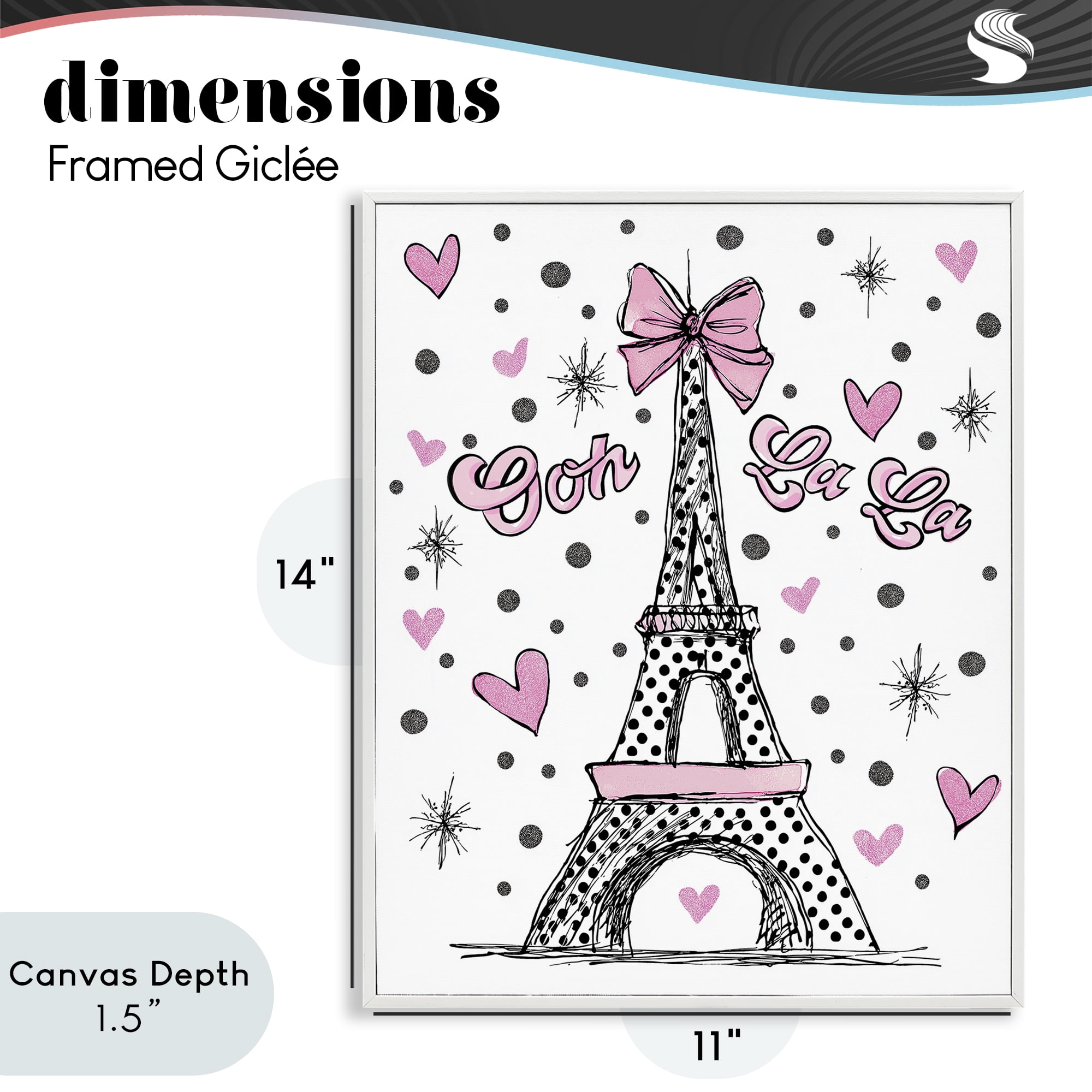Stupell Industries Ooh La La Polka Dots Eiffel White Framed Giclee Art, design by Jess Stempel