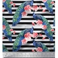 thumbnail image 1 of Soimoi Poly Georgette Fabric Stripe,Floral & Peacock Bird Printed Craft Fabric by The Yard 42 Inch Wide, 1 of 3