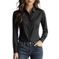 thumbnail image 2 of YTCAMLO Wrinkle Free Dress Shirts for Women, Classic Button Down HiddenButton Down Office Tops, Collared Comfy Cotton Tunic Blouses, 2 of 8