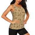 thumbnail image 2 of Xecao Brown Flowers print women's scoop neck, loose-fit workout tank tops for the gym., 2 of 9