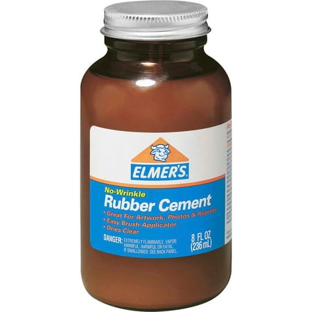 - Elmer's, EPI231, ROSS 8 oz Bottle with Brush Rubber Cement, 1 Each, Brown