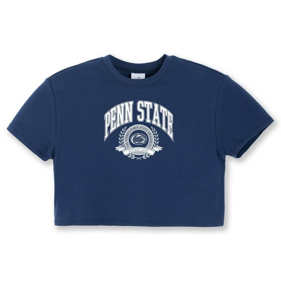 Girls Youth ZooZatz Navy Penn State Nittany Lions Laurels Tri-Blend Cropped T-shirt
