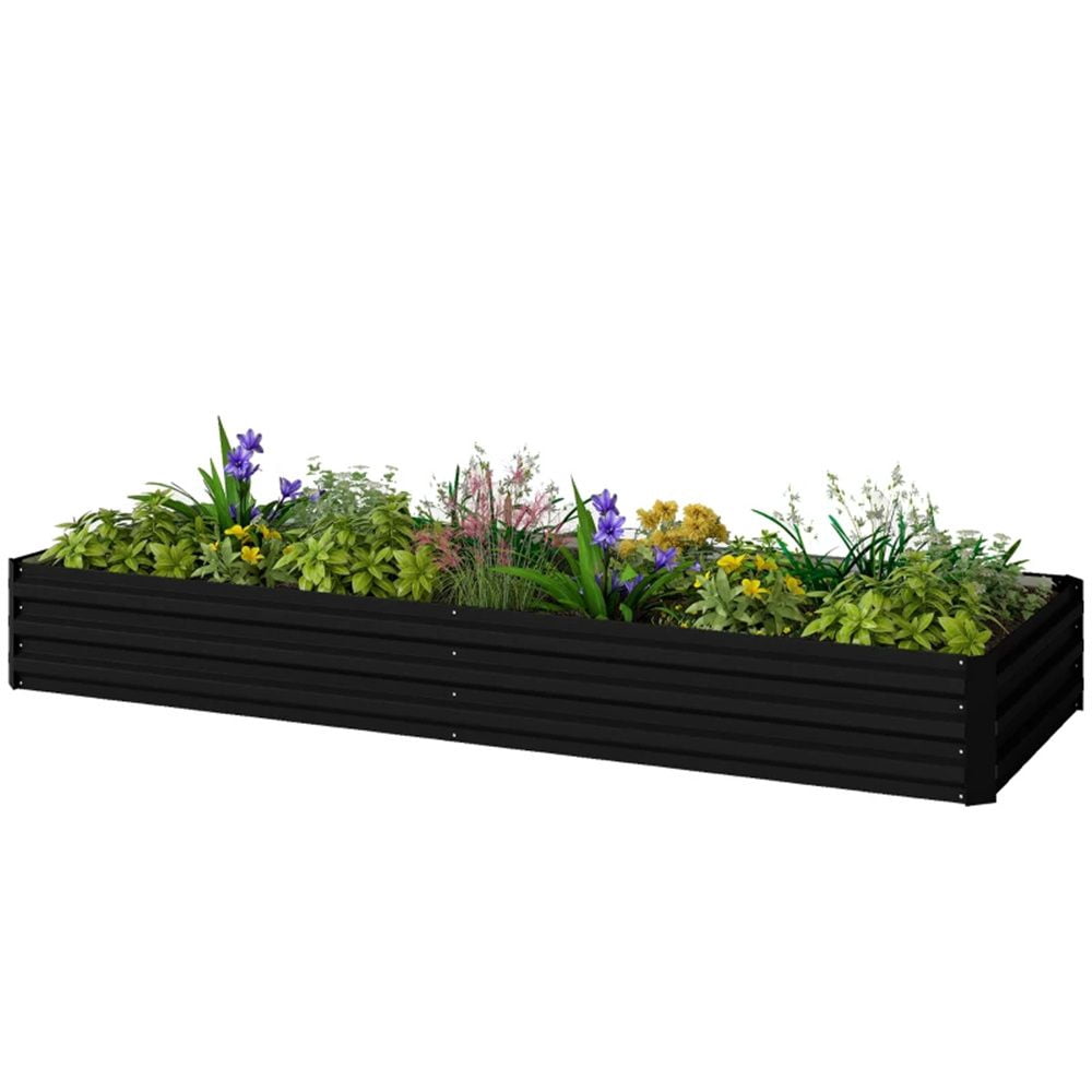 Elevated Garden Bed Galvanized Steel Raised Planter Box Black Open Bottom Planting Bed for Outdoor Garden Patio Vegetable Herb Flower Growing