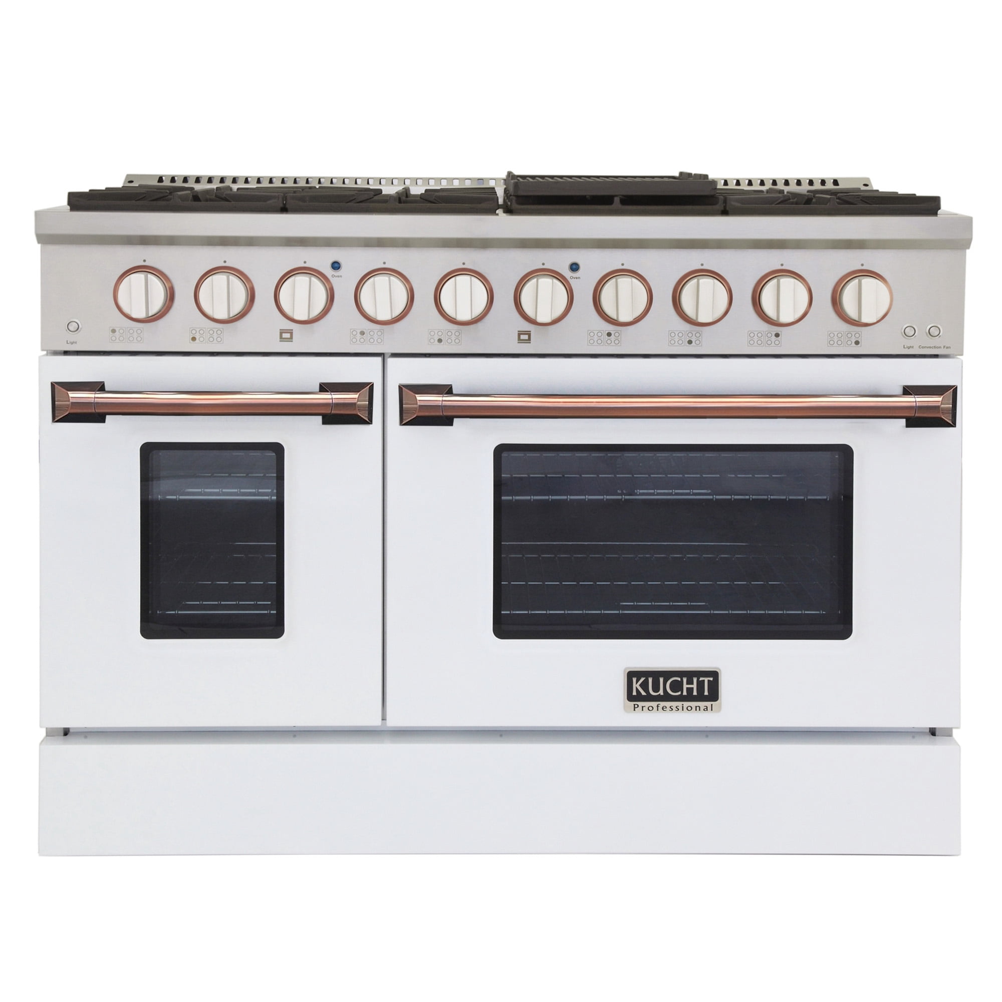 48 in. 6.7 cu. ft. Dual Fuel Range for Natural Gas in White and Rose Gold