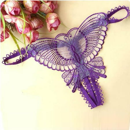 

Women Underwear High Waist Butterfly Lace Micro Open Thongs G Strings Transparent Lingerie
