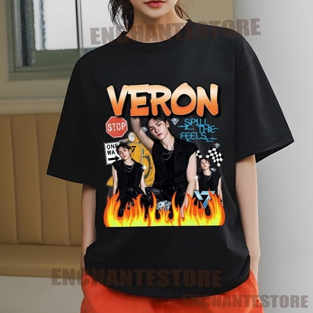 TSHIRT-Retro Veron Seventeen Tshirt, Seventeen Spill The Feels, Shirt Seventeen Right Here World Tour Sweatshirt, SVT Right Here Tour 2024 Shirt