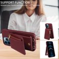 thumbnail image 6 of Nalacover RFID Blocking Wallet Case for iPhone 12 Pro Max, Shockproof PU Leather Magnetic Button Zipper Purse Card Slots & Kickstand Crossbody Phone Case with Shoulder & Wrist Strap,Winered, 6 of 12