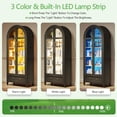 thumbnail image 4 of Gurexl Arched Display Cabinet with LED Lights, 71"Bookcase with Adjustable Shelves, Modern Storage Organizers with Glass Door, Kitchen Pantry Cabinet with Solid Wood legs for Living Room(Black), 4 of 9