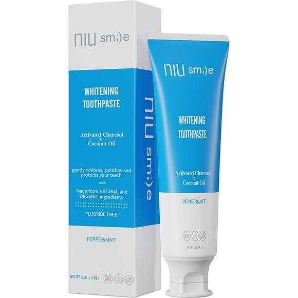 SDES-Niusmile Teeth Whitening Toothpaste | Activated Charcoal & Coconut Oil | SLS & Fluoride Free | Peppermint Taste