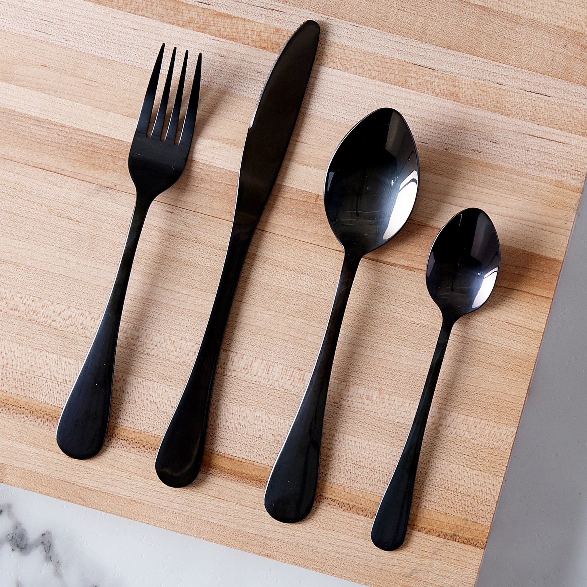 Safdie & Co. Flatware Stainless Steel Onyx Black 16piece Set