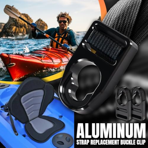 Canitu Strap Replacement Buckle Clip,Aluminum Machining Latches Seat Hooks Repair Kit for Lifetime or Emotion Style Button Type Seat Straps Repair Kit for Kayak Seat