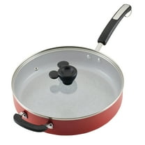 Farberware Disney Bon Voyage 4.5 Quart Ceramic Nonstick Saute Pan with Helper Handle and Lid, Dishwasher Safe, Red