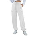 thumbnail image 4 of Sweatpants for Women High Waisted Trousers with Pockets Casual Sweat Pants Drawstring Sweatpants, 4 of 9