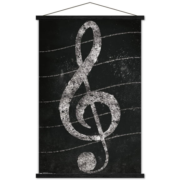 Treble Clef - Chalk Wall Poster with Wooden Magnetic Frame, 22.375" x 34"