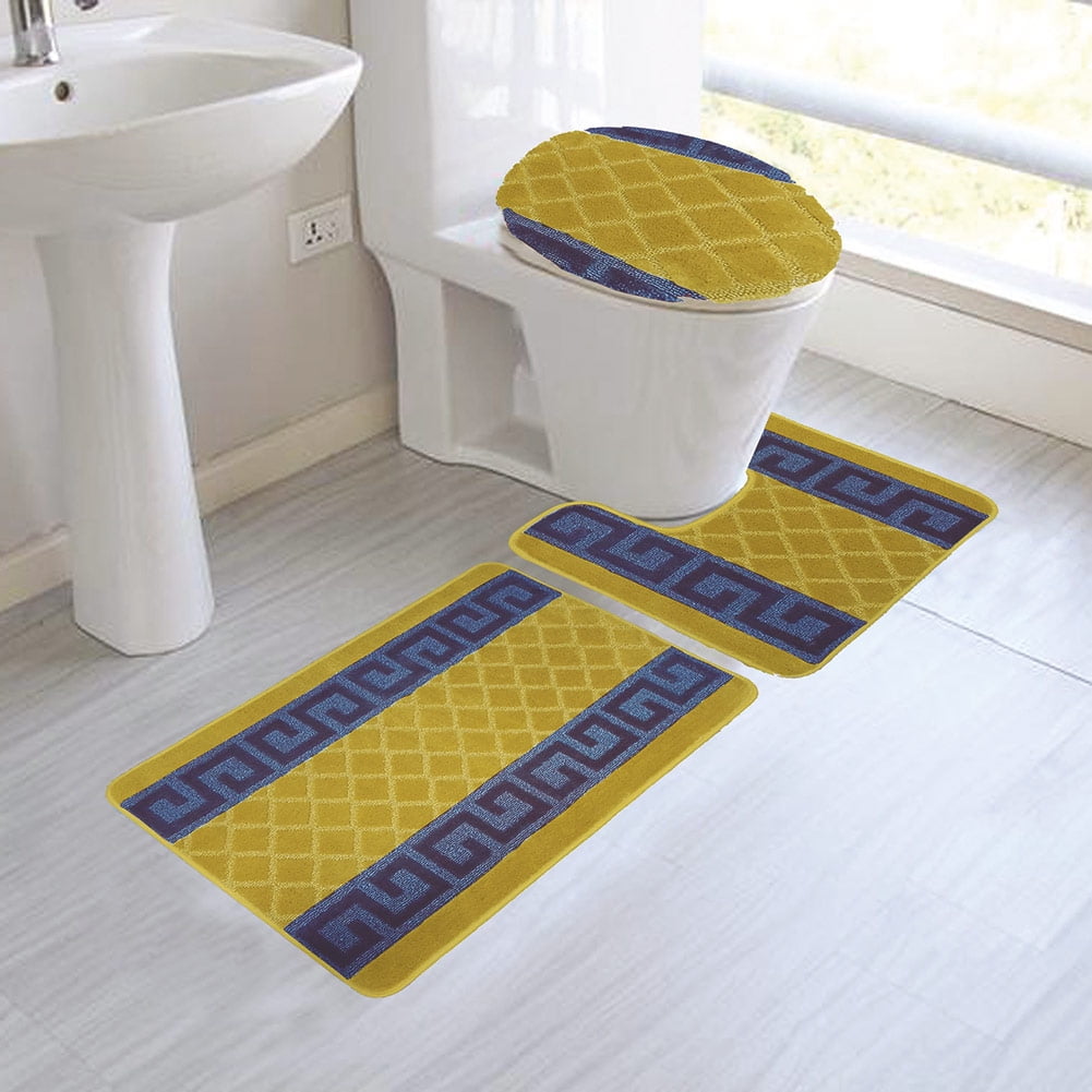 Nicole 3-Piece Mega Bath Mat Set, Greek Key Design, Yellow - Walmart.com