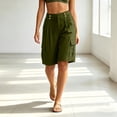thumbnail image 6 of Admvng Womens Linen Shorts Summer Button Casual Cargo Bermuda Shorts with Pockets, 6 of 7