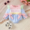 thumbnail image 2 of Wxirdiow Baby Girl Fall Outfits Baby Girl Outfit Long Sleeve Bubble Romper Newborn Girl Outfits Clothes Blue Size,6-12 Months, 2 of 9