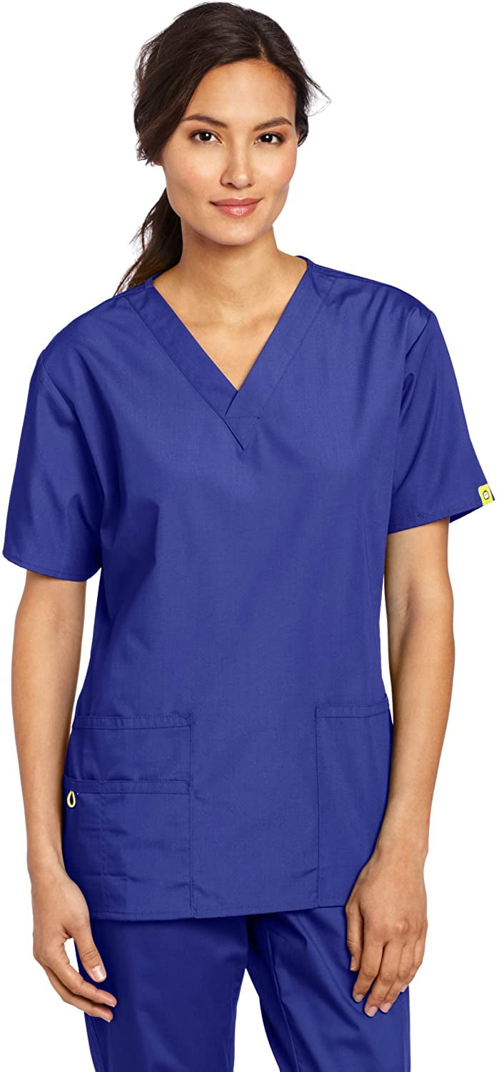 WonderWink Women's Scrubs Bravo 5 Pocket VNeck Top, Galaxy Blue, 4X