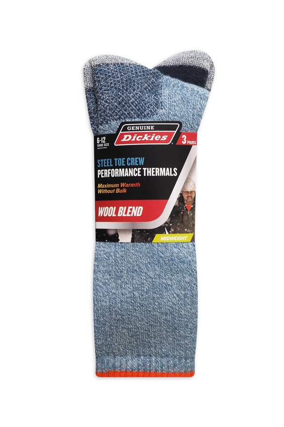 Genuine Dickies Midweight Wool Thermal Crew, 3 Pack, Shoe Size 6-12