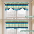 thumbnail image 5 of Blue Yellow Green Striped Tie Up Valance Curtains for Windows, Kitchen Curtains Window Treatments, Farmhouse Vintage Stripe Short Window Shades Valances for Bedroom Bathroom Cafe 42"x18", 5 of 8