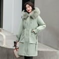 thumbnail image 1 of Ladies long down cotton winter warm jacket coat with detachable plush lining, 1 of 5