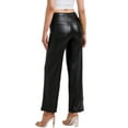 thumbnail image 3 of Women's Black Straight Legging Pants High Waist with Pockets Leather Pants S Black, 3 of 6