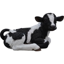 Hi-Line Gifts 21" Black Calf Laying Down Outdoor Garden Statue