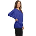 thumbnail image 2 of Women's Boat Neck 3/4 Dolman Sleeve Basic Top Regular & Plus Size Made in USA, 2 of 3