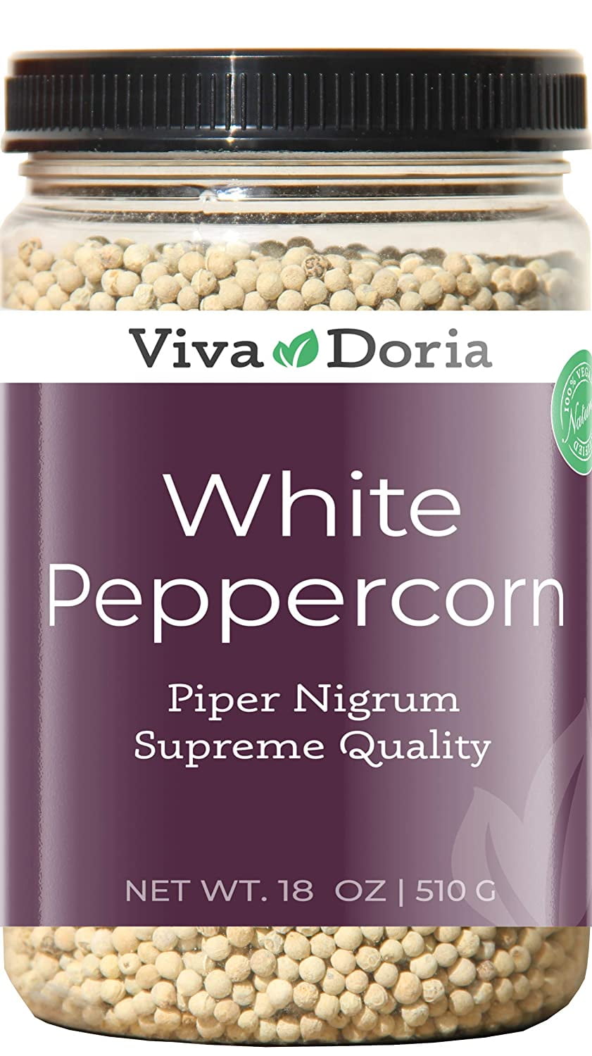 Viva Doria White Peppercorn, Whole White Pepper, 18 Oz For Grinder Refill