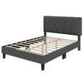 thumbnail image 3 of Novilla Full Size Bed Frame with Adjustable Headboard Platform Full Bed Frame with Linen Fabric Upholstered Headboard, No Box Spring Needed, Noise-Free, Wooden Slats Support, Easy Assembly, Dark Grey, 3 of 8