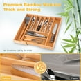 thumbnail image 4 of Expandable Bamboo Kitchen Drawer Organizer for Cutlery and Utensils, Adjustable Bamboo Wood Cutlery Tray in Drawer for Flatware and Silverware in Kitchen, (Natural), 4 of 10