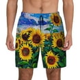 thumbnail image 3 of Uemuo Landscape With Sunflowers Pattern Mens Swim Trunks Quick Dry Board Shorts with Mesh Lining, Stretch Beach Shorts Quick Dry No-Chafing Board Shorts-XX-Large, 3 of 9