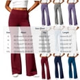 thumbnail image 4 of UKHCCC Plus Size Women's Yoga Pants Flared with Pockets High Waisted Solid Trousers Casual Workout Lounge Bootcut Stretchy Cotton Soft Comfortable Daily Activewear S-2XL, 4 of 9