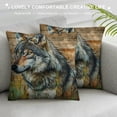thumbnail image 3 of Shiartex Wolf Throw Pillow Cover Woodland Pillow Cover for Girls,Rustic Wildlife Cushion Case Plant Branches Pine Branch Botanical Pinecone Farmhouse Decor 20x20in, 3 of 5