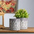 thumbnail image 2 of Melrose Ornate Planters - 7.5" - Gray and White - Set of 2, 2 of 2