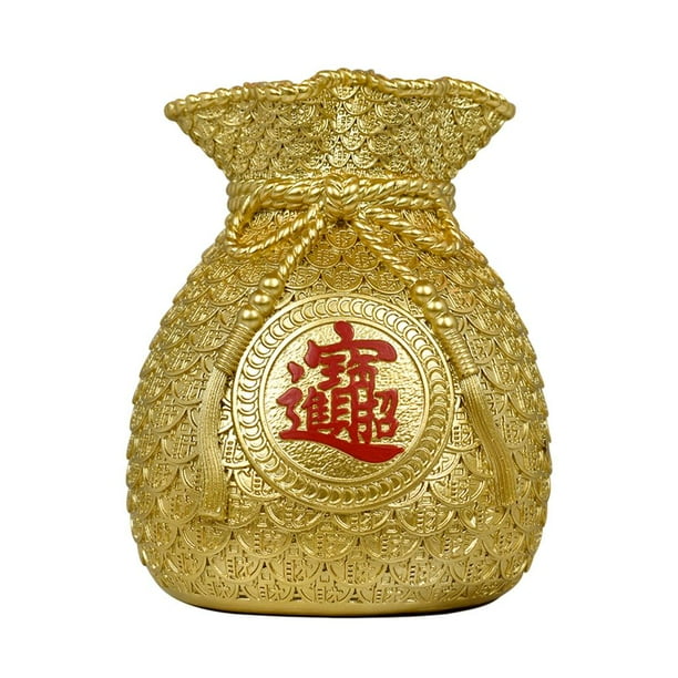 Florero de resina Zulema Bolsa de dinero Forma Decoraciones de banco Tamaño S 9x7.5x11cm