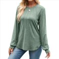 thumbnail image 3 of Camisas de Larga para Mujer, Moda Otoño 2025, Camisas Formales Informales, Blusas Tipo Túnica Plisadas con Cuello Redondo. Verde XXL, 3 of 10