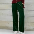 thumbnail image 2 of LRen Women's Velvet Pants High Waist Elegant Trousers with Pockets Work Business Ankle Pants ,Green,M, 2 of 7