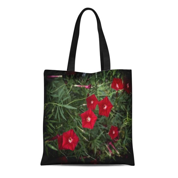 SIDONKU Canvas Tote Bag Ruby Cardinal Vine Floral Reusable Handbag Shoulder Grocery Shopping Bags