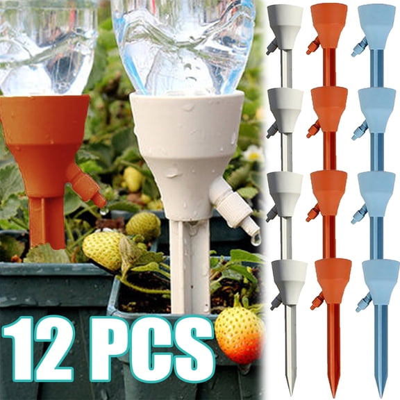 Self Plant Watering Spikes 12 Pack Auto Drippers Irrigation Devices Vacation Automatic Plants Water System for Gardenplant, Officeplant