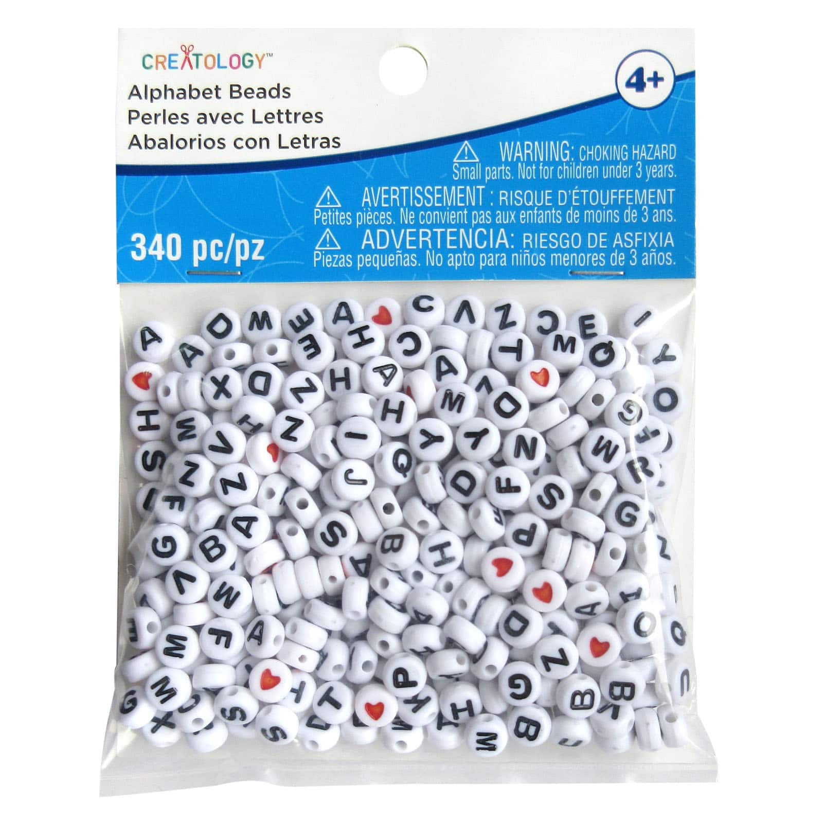 12 Packs: 340 ct. (4,080 total) White Circular Alphabet Beads by Creatology - 7.5mm