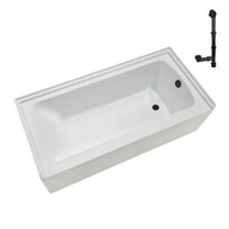 Streamline NAL-5420-BL 60 in. x 30 in. Acrylic Right-Hand Drain Alcove Bathtub in Glossy White With External Drain in Matte Black