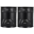 thumbnail image 1 of STRANDCHIC Back to School 2Pack Stackable Storage Boxes Round Iron Black for Desk Organization and Office Use, 1 of 5