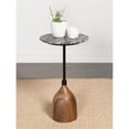 thumbnail image 3 of Pemberly Row Contemporary Round Marble Top Side Table in Black and Brown, 3 of 6